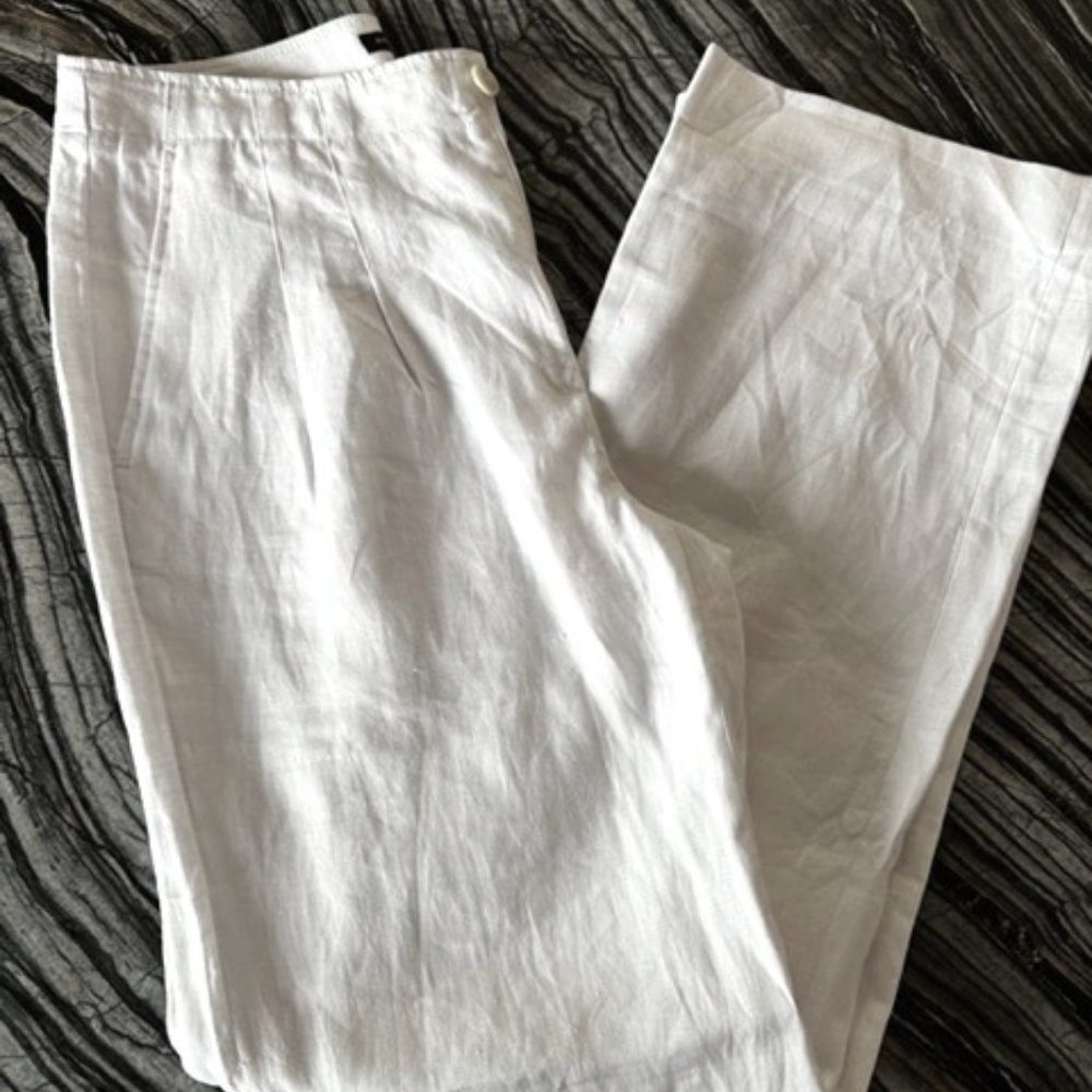 Wide Leg Pleated Linen Pants